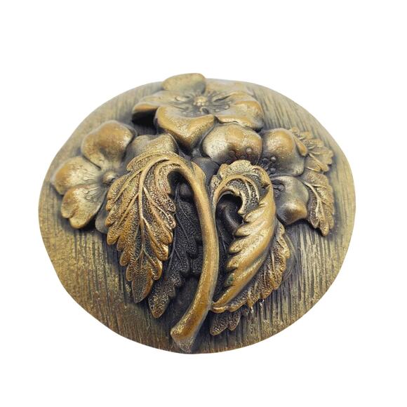 Flower Brooch Round Floral Pin Botanical Statement Boho Rustic Nature Garden - Picture 2 of 5